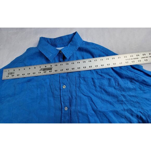 Cynthia Rowley Blue Button-Up Shirt Linen Womens Large Relaxed Fit Lightweight - Picture 5 of 8